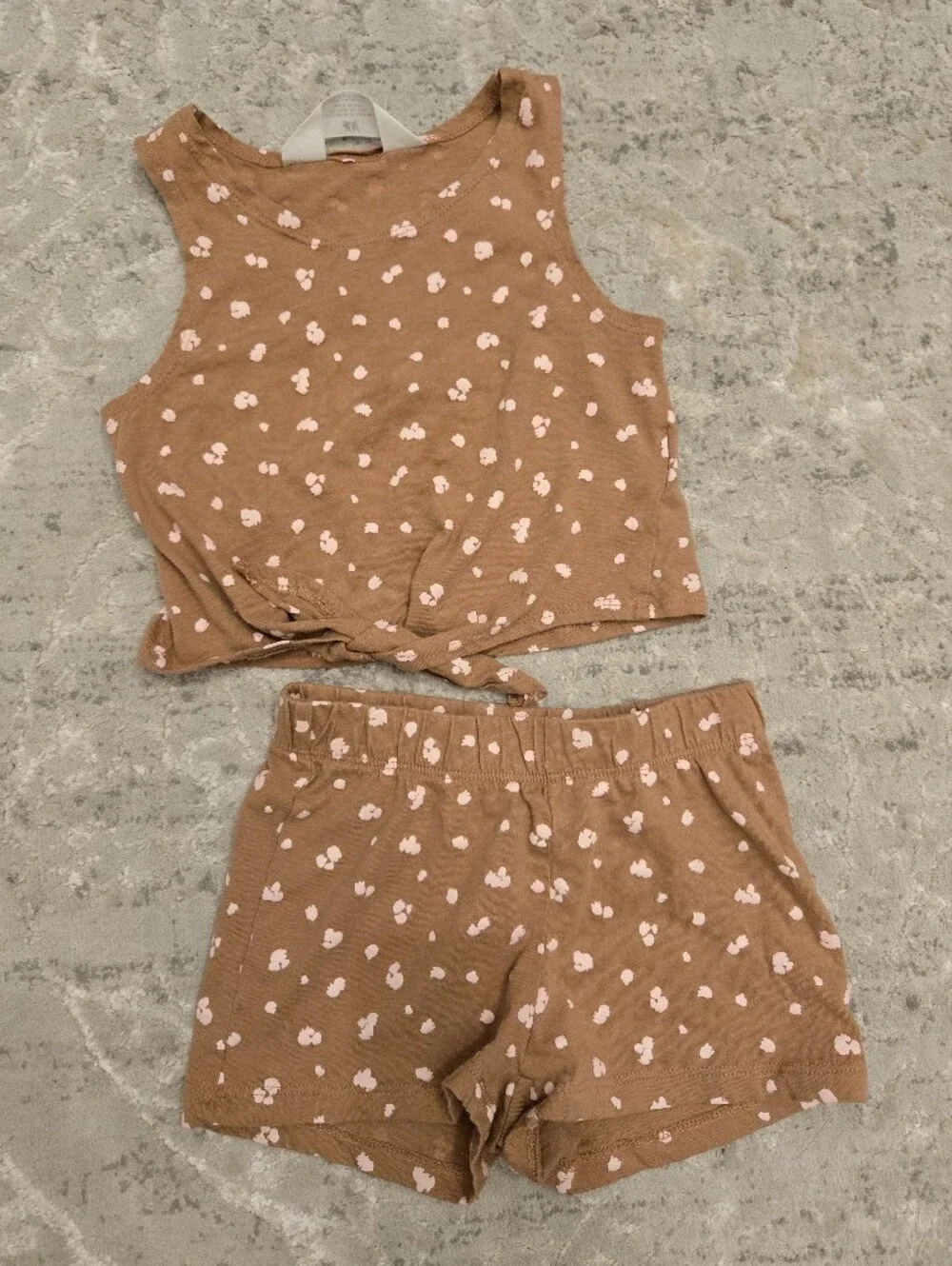 H&M Brown Pink Patterned Tank Top & Shorts 2pc Set